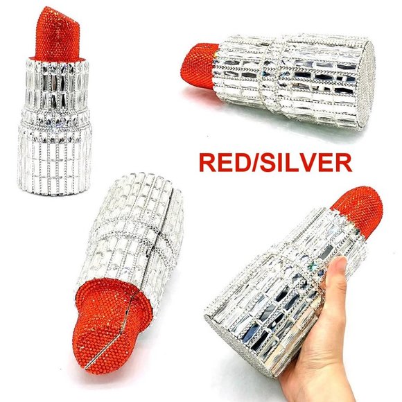 NWT Sparkling Swarovski Bling Crystal Rhinestone Lipstick Purse Clutch B… - Picture 3 of 17